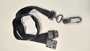 Cordo Liso 12mm, plstico: trava de segurana, flip e mosquete com girador - PRETO